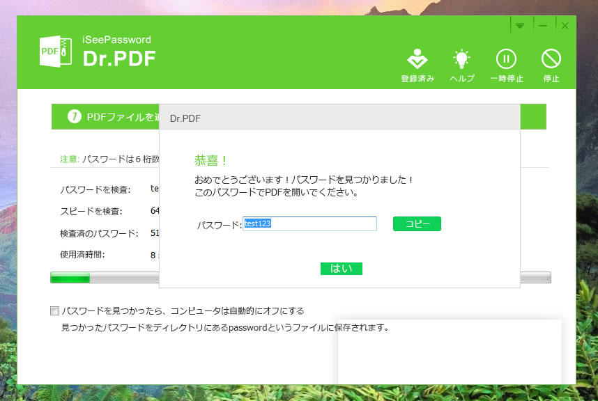 PDFパスワードが見つかりました