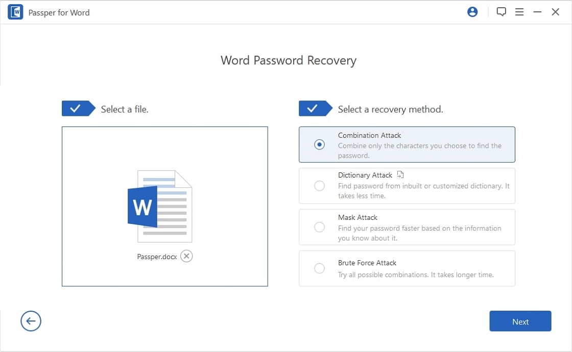 recover word passwords step2