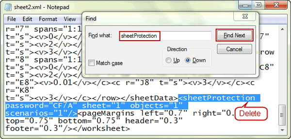 crack excel password by changing file extension