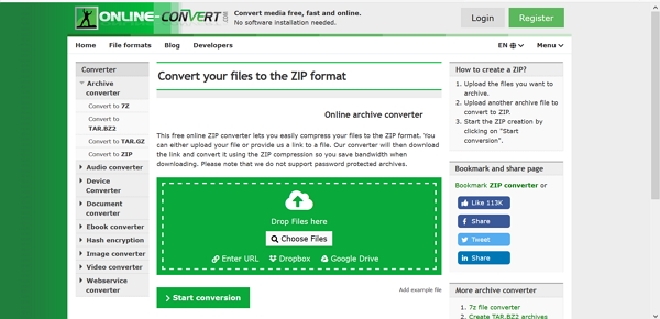 online zip converter