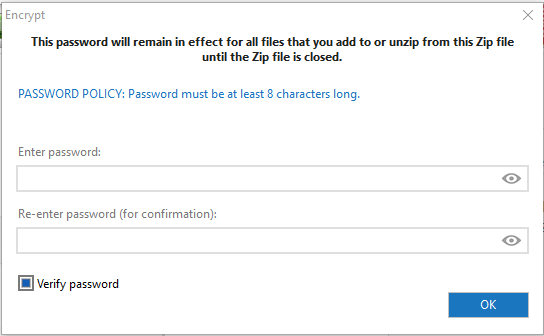 password protect zip file with winzip