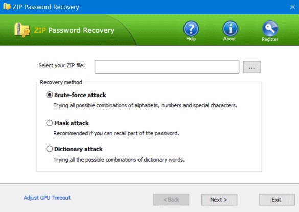 zip file password recovery utility