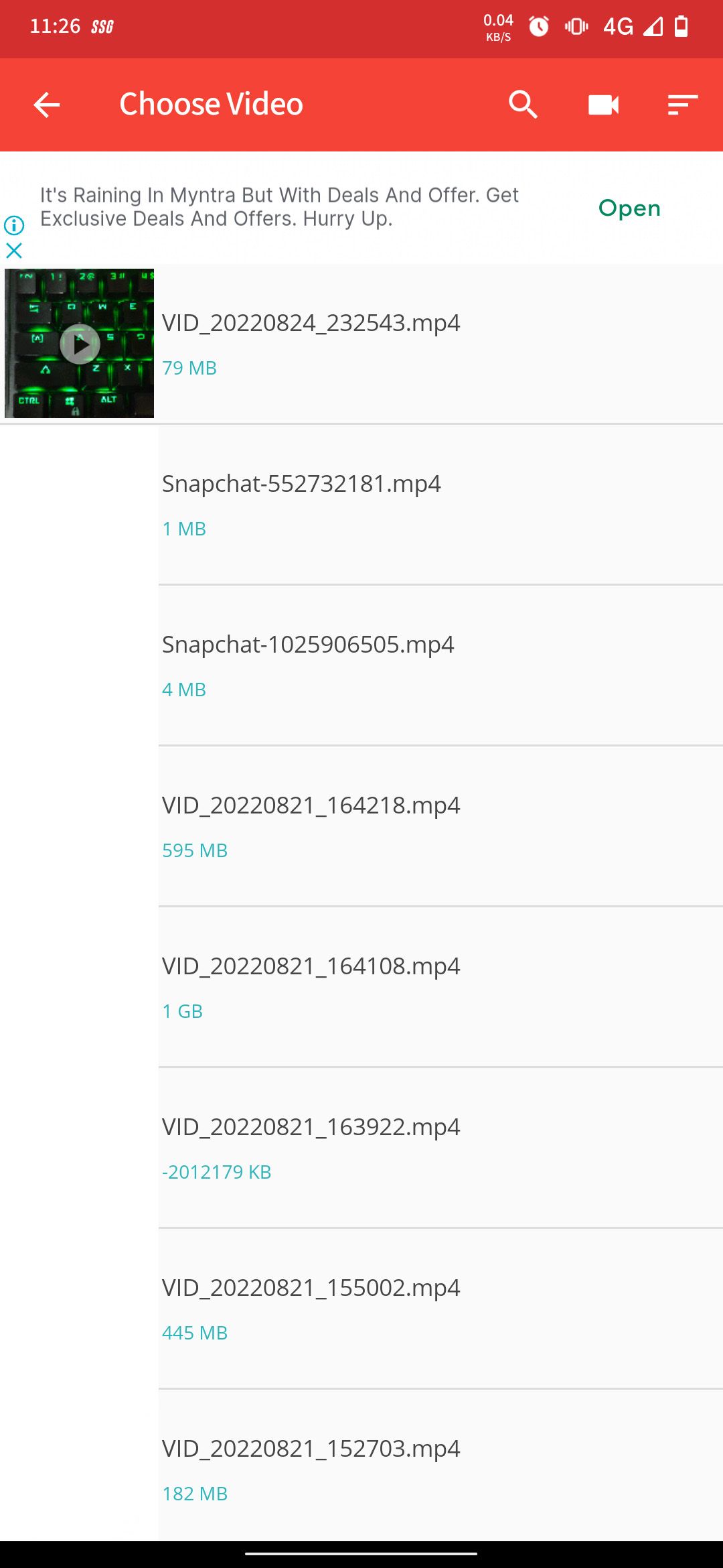 Choosing the video