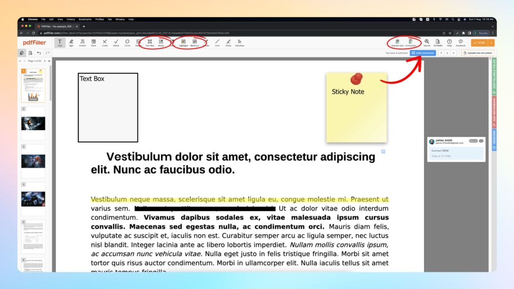 Step-by-step guide on how to add comments to a PDF on Mac with pdfFiller