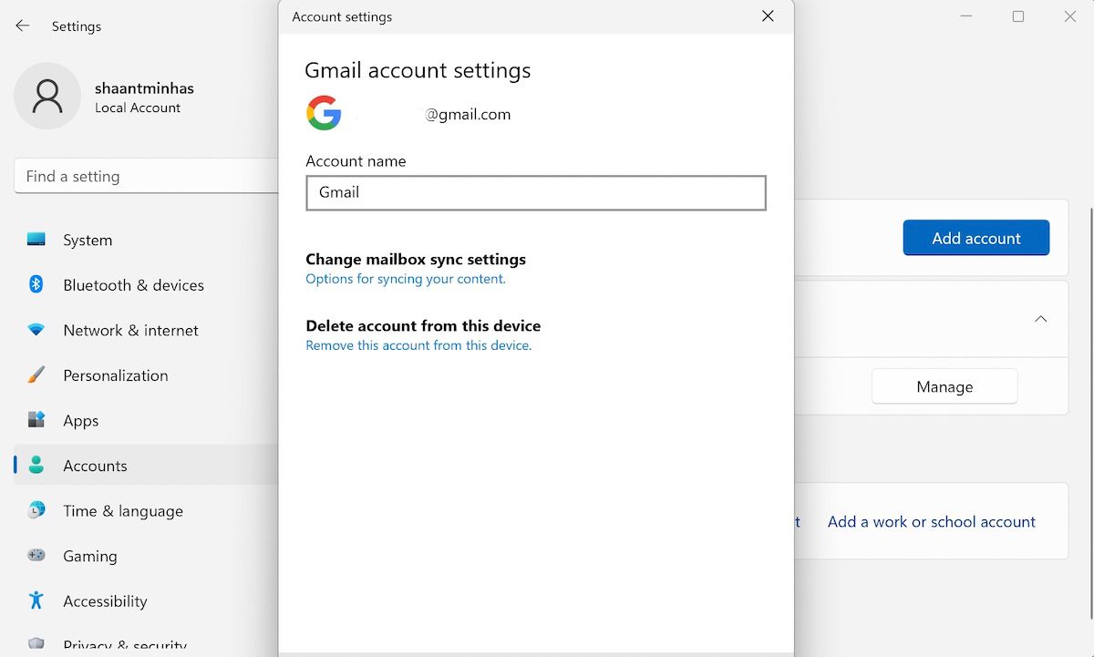 account settings
