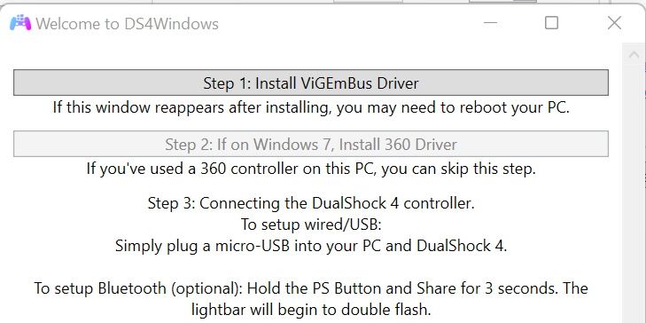 Step by step installation instructions for DS4Windows