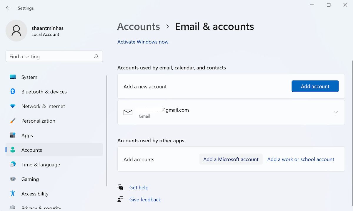 email and accounts