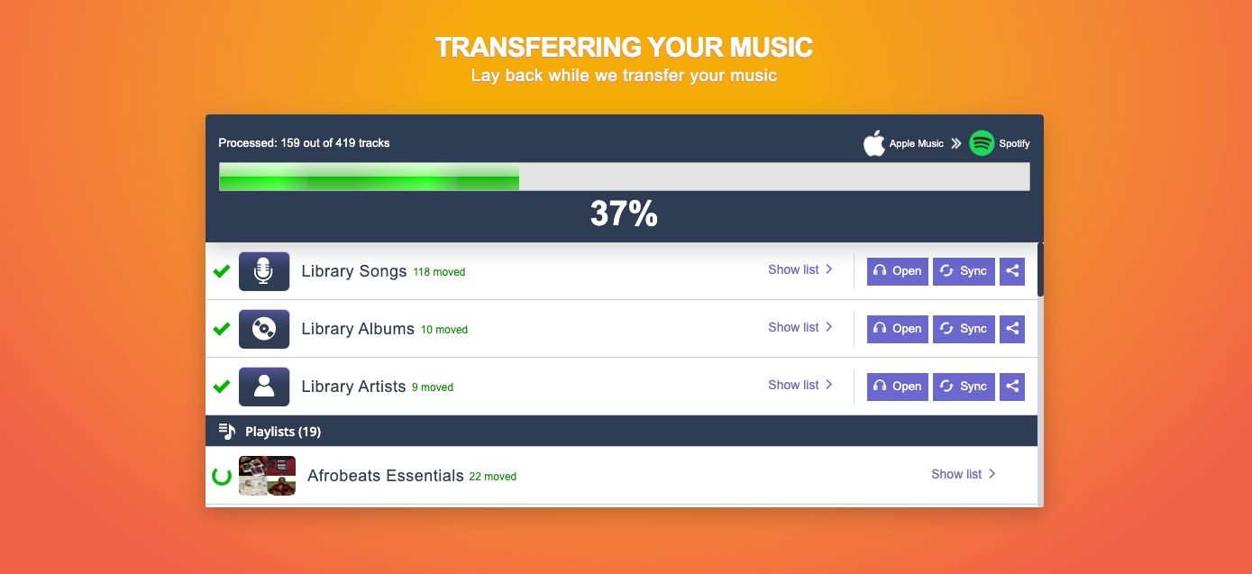 Transferring Apple Music library to Spotify