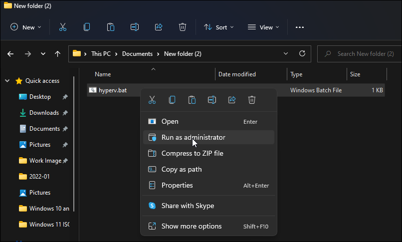 run hyperv bat script administrator