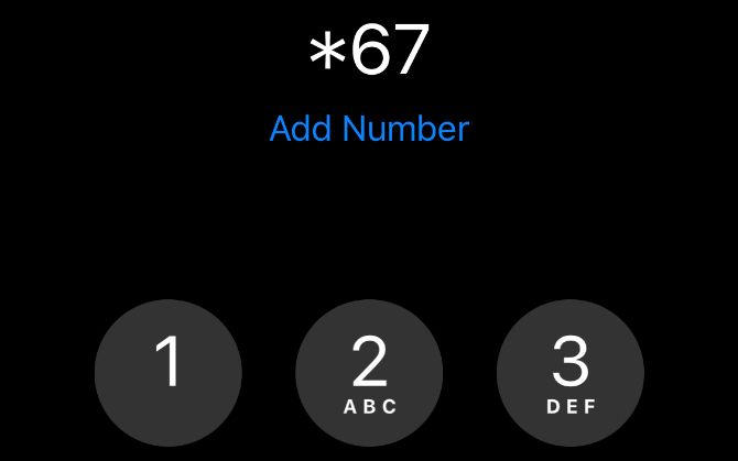 *67 from iPhone Phone keypad