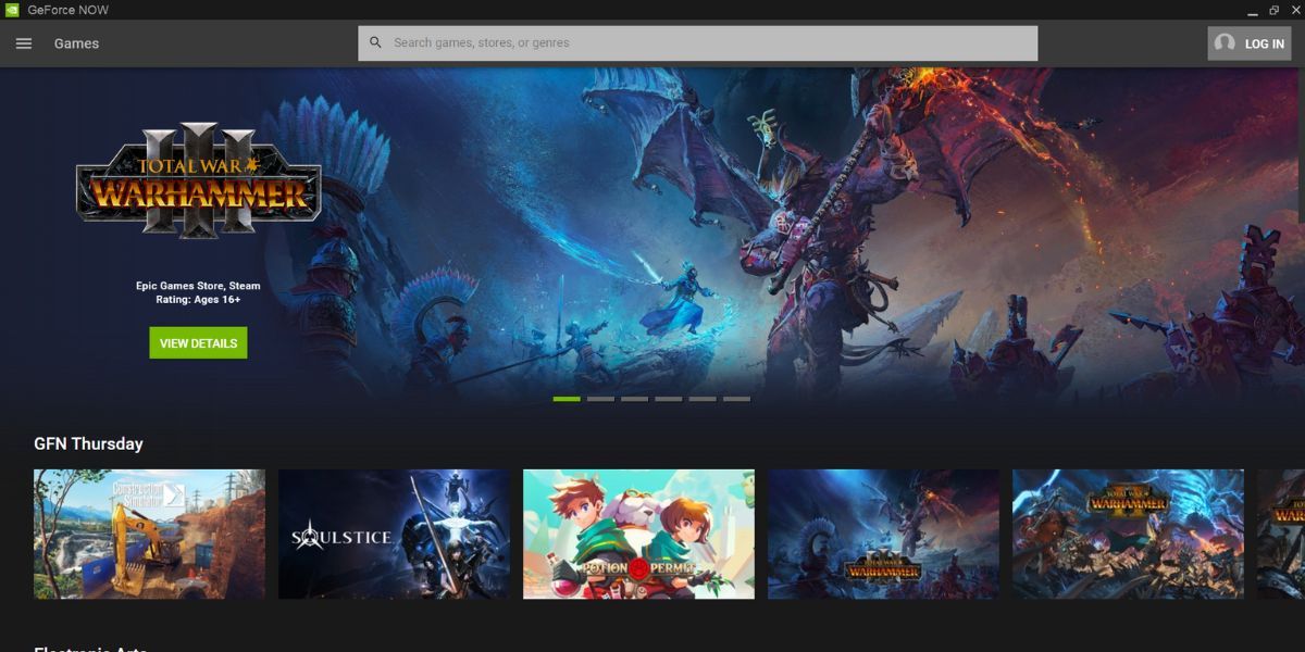 Log in to Nvidia GeForce Now app