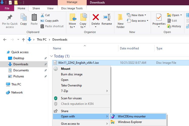 WinCDEmu Mounter Preview In Windows