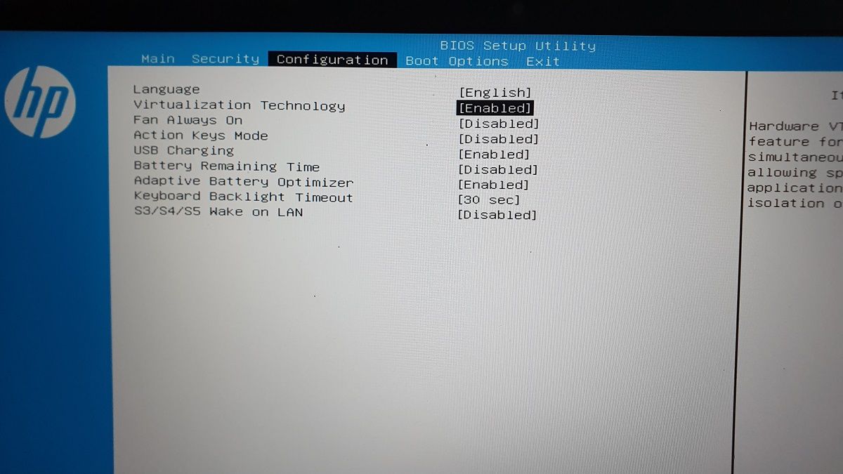 enable hardware virtualization bios hp laptop