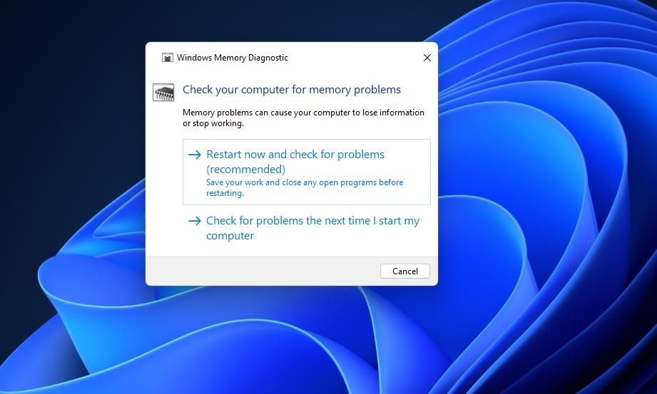 The Windows Memory Diagnostic tool 
