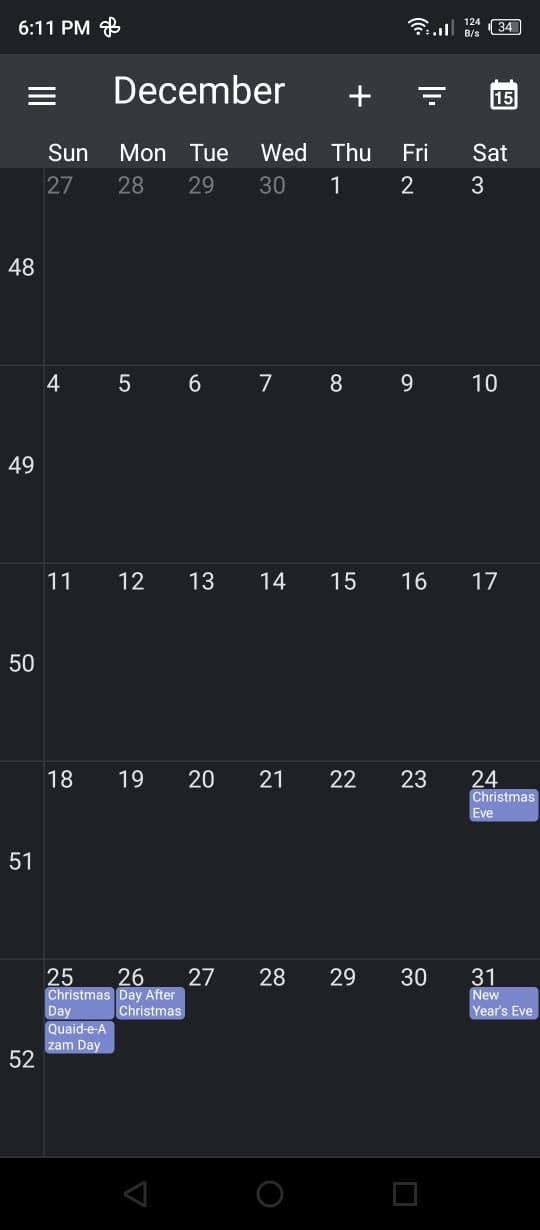 One Calendar - Home Screen