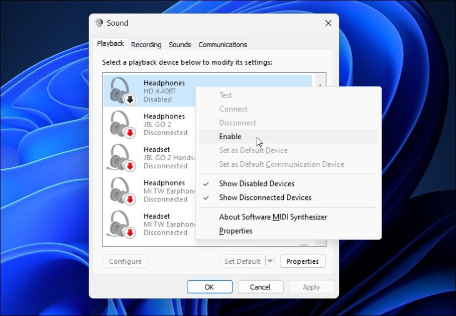 enable audio device paly sound windows