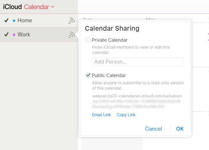 Sync your iCloud calendar with WebCal
