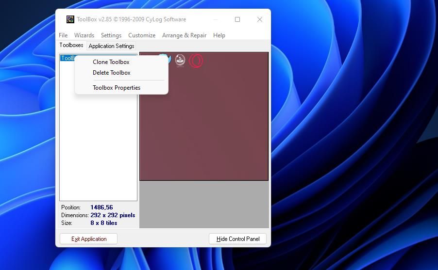 The Delete Toolbox option 