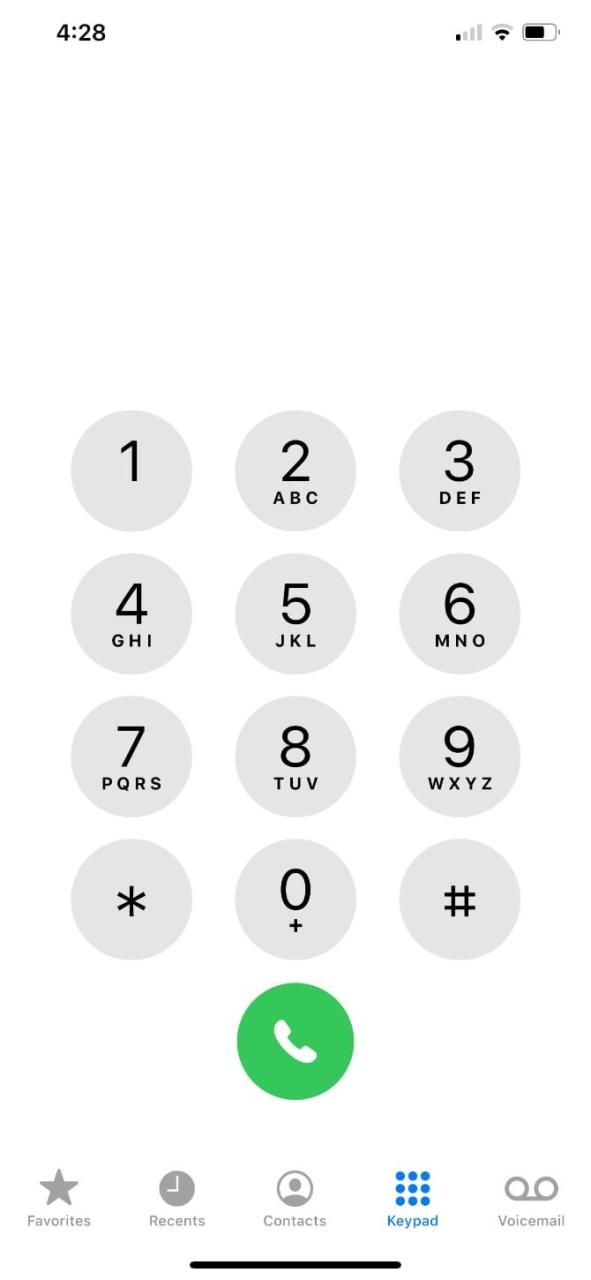 iPhone number pad