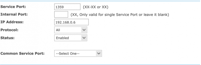 Example port forwarding setup