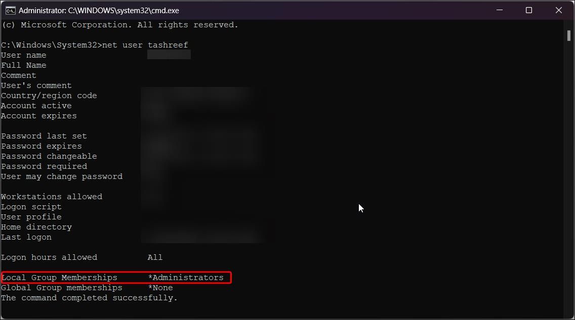 command prompt check user account type