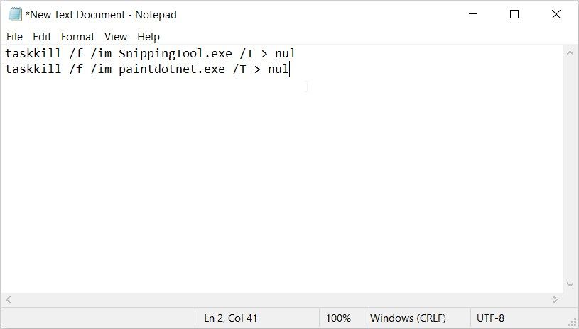 Creating a Batch Script for Closing Multiple Apps Simultaneously