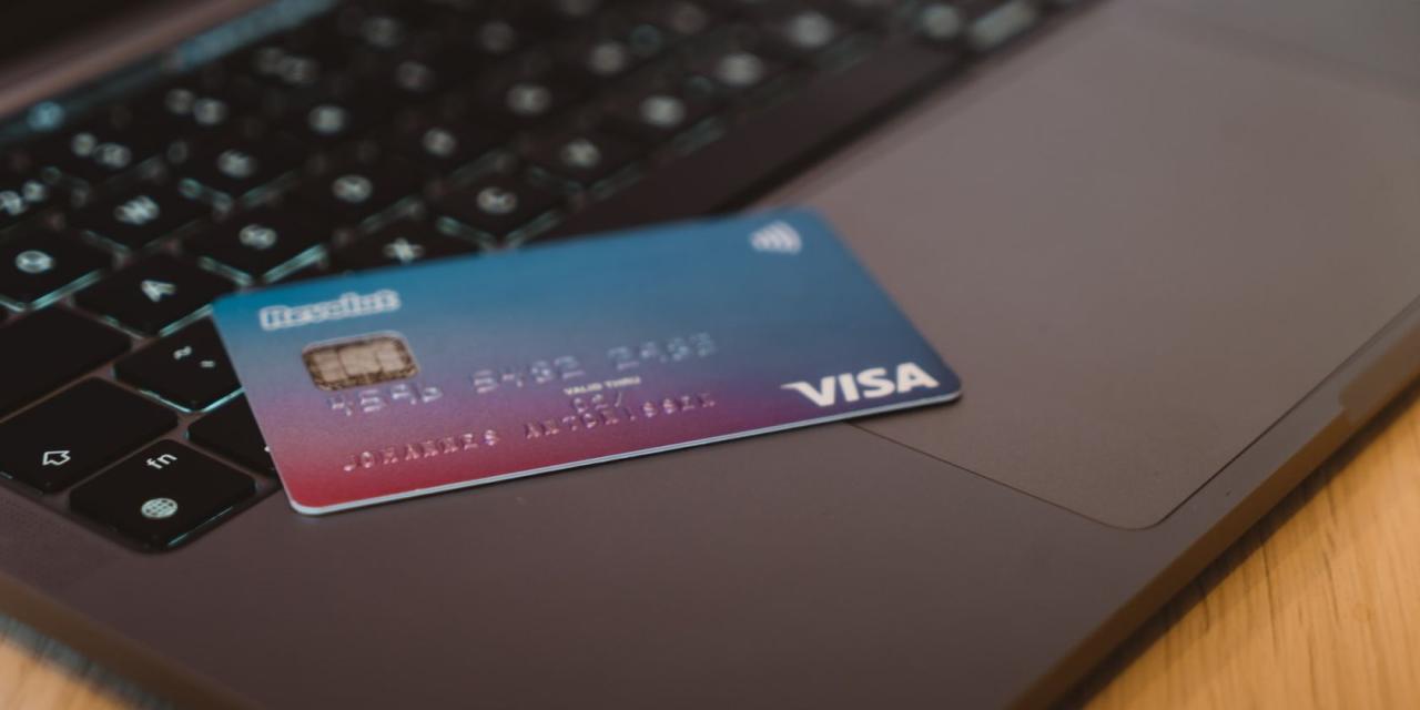 credit card on a MacBook