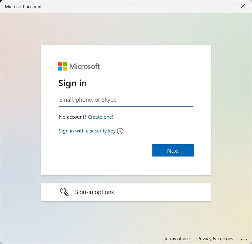 entering the username to Microsoft account on Windows 11