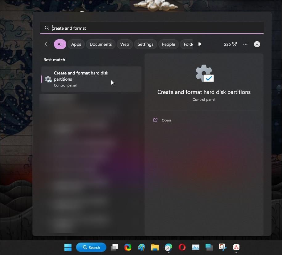 open disk management utility