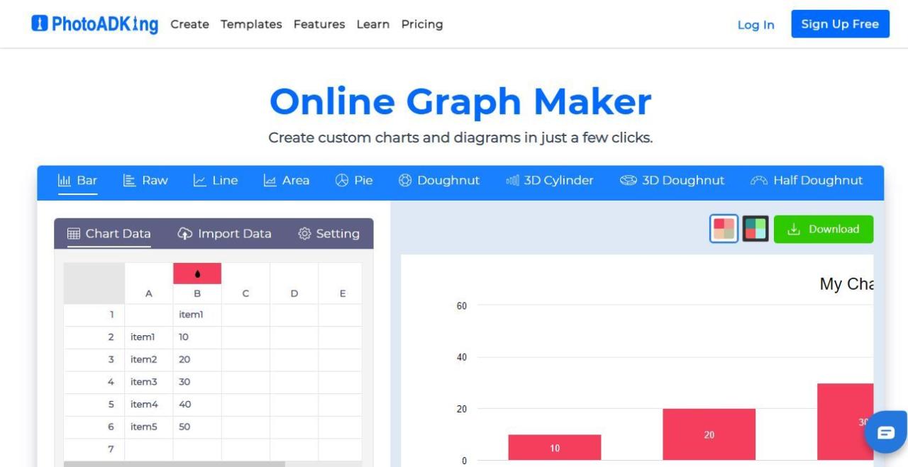 A Screenshot of PhotoADKing s Graph Creator In Use