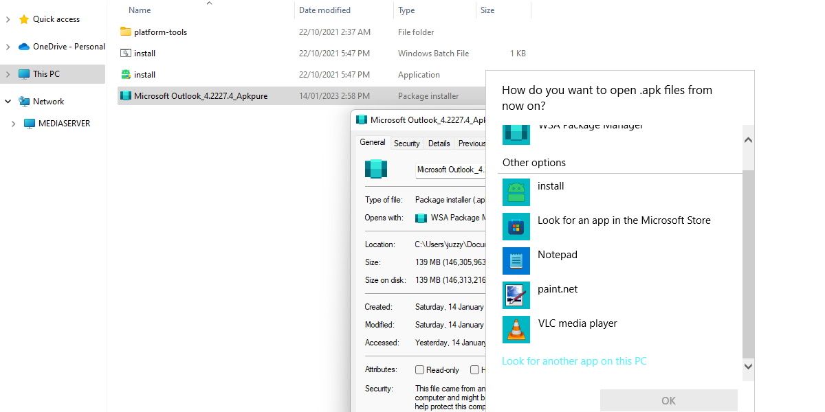 screenshot of changing default program in windows 11 
