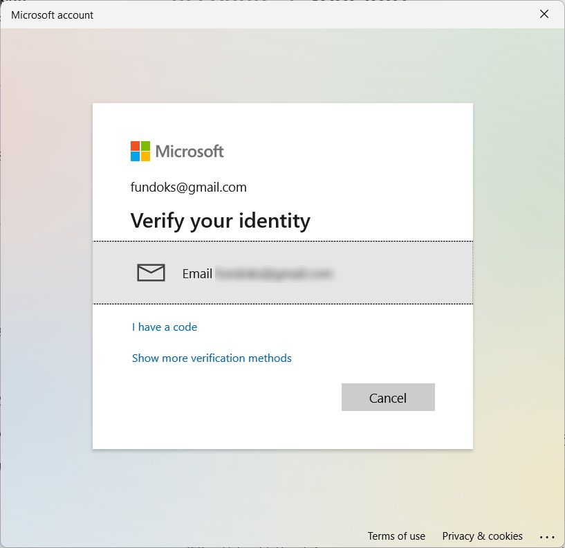 verifying indentity when signing in to Microsoft account on Windows 11