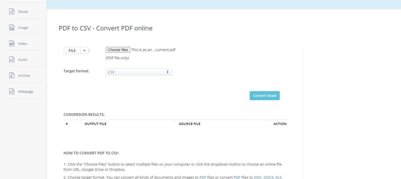 A Screenshot of Aconvert com s Landing Page