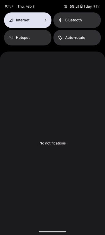 Quick Settings panel on Pixel