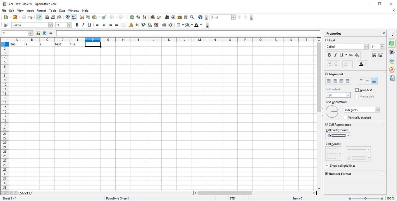 A Screenshot of Apache OpenOffice