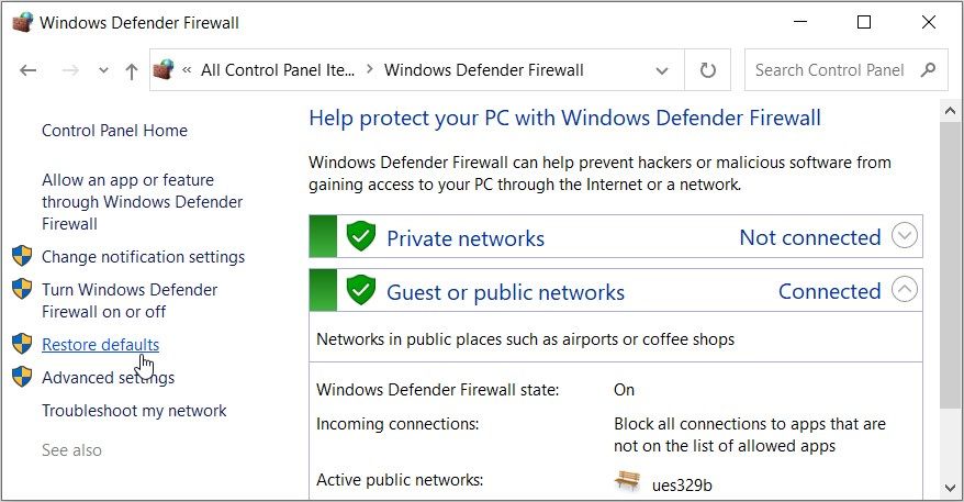 Windows Firewallの設定をリセットするには？