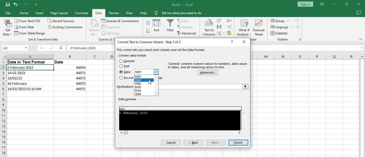 Selecting a Preferred Date Format 