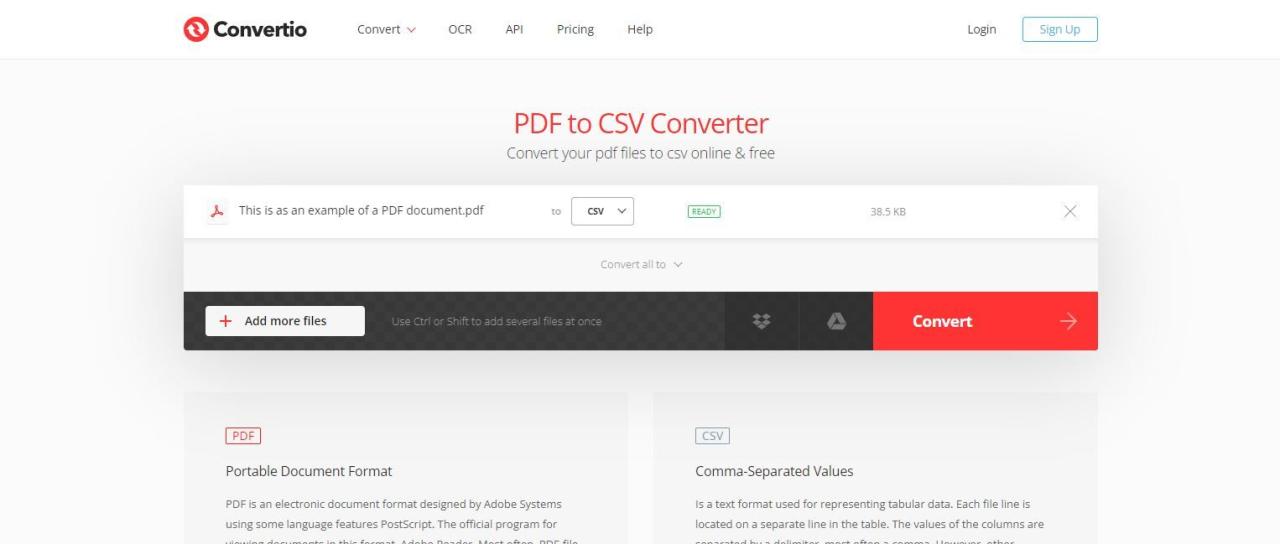 A Screenshot of Convertio co s Landing Page