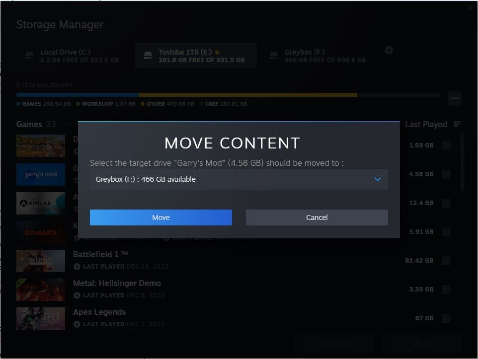 Moving game to external drive