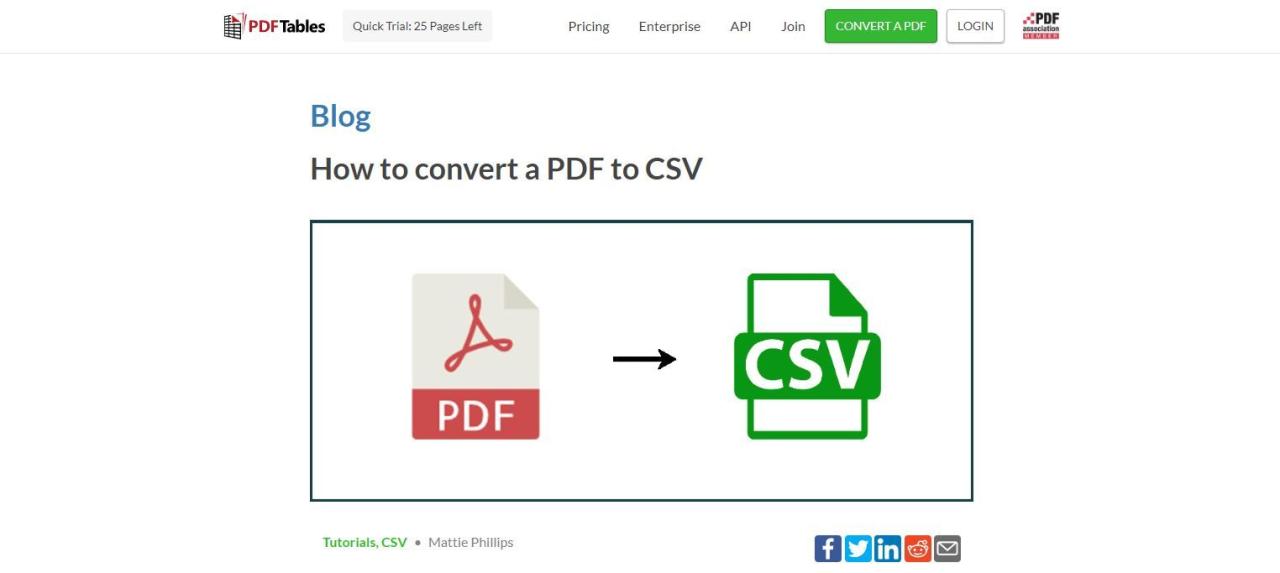 A Screenshot of PDFTables s Landing Page