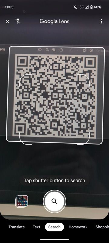 scanning QR code using Google Lens