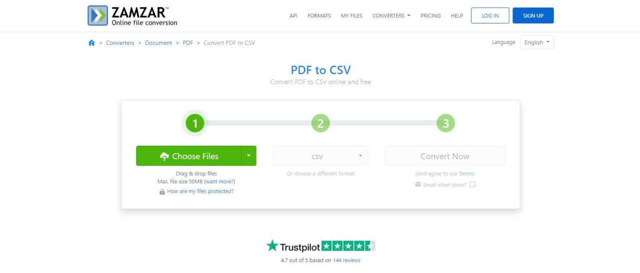 A Screenshot of Zamzar Online File Conversion s Landing Page