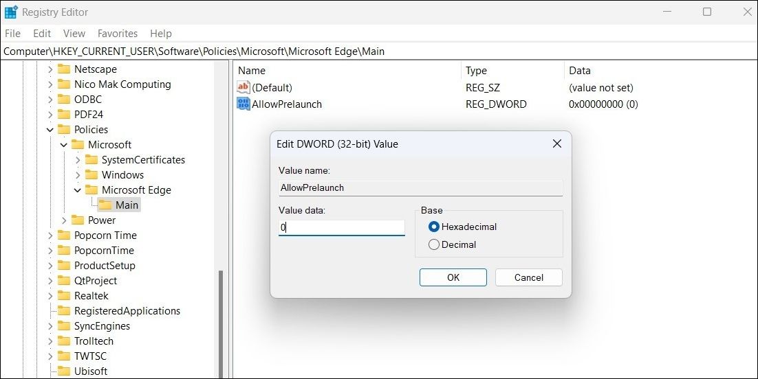 Edit DWORD Value in Registry Editor Window