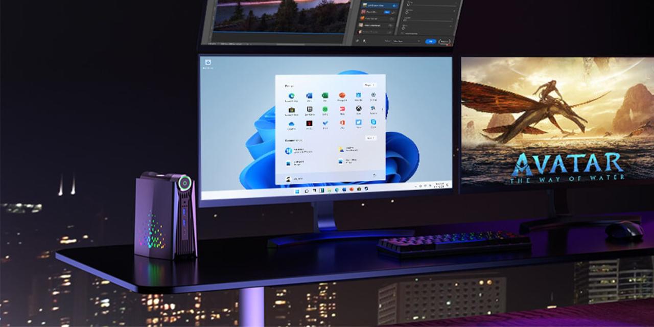ace magician amr5 gaming PC triple monitor