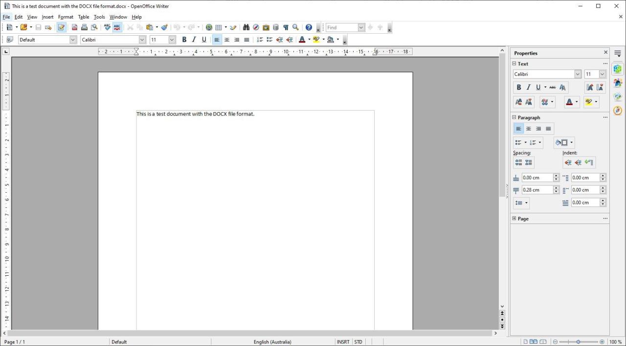 A Screenshot of Apache OpenOffice Writer in Use