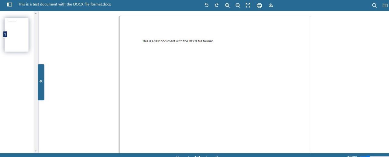 A Screenshot of Aspose Online DOCX Reader in Use