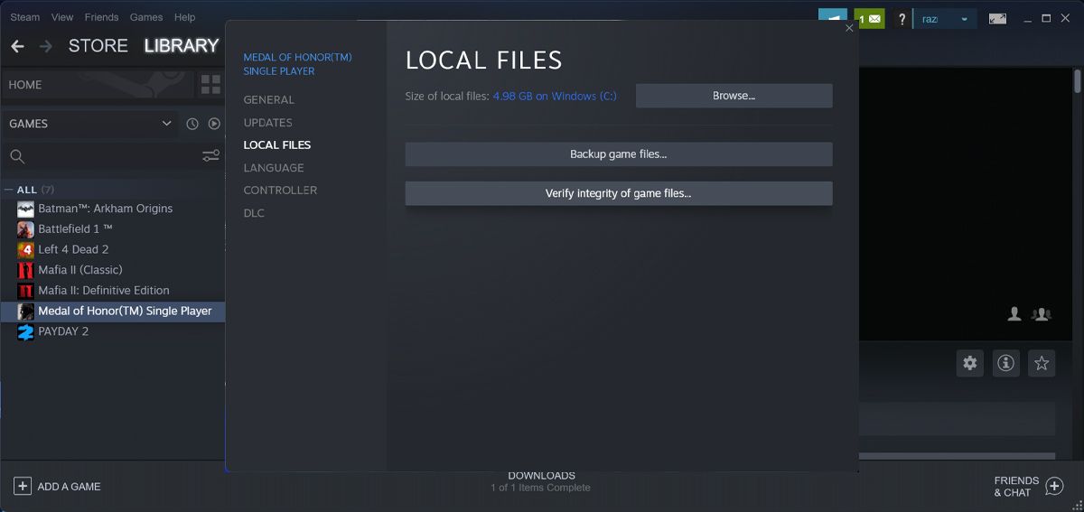Check Steam game local files