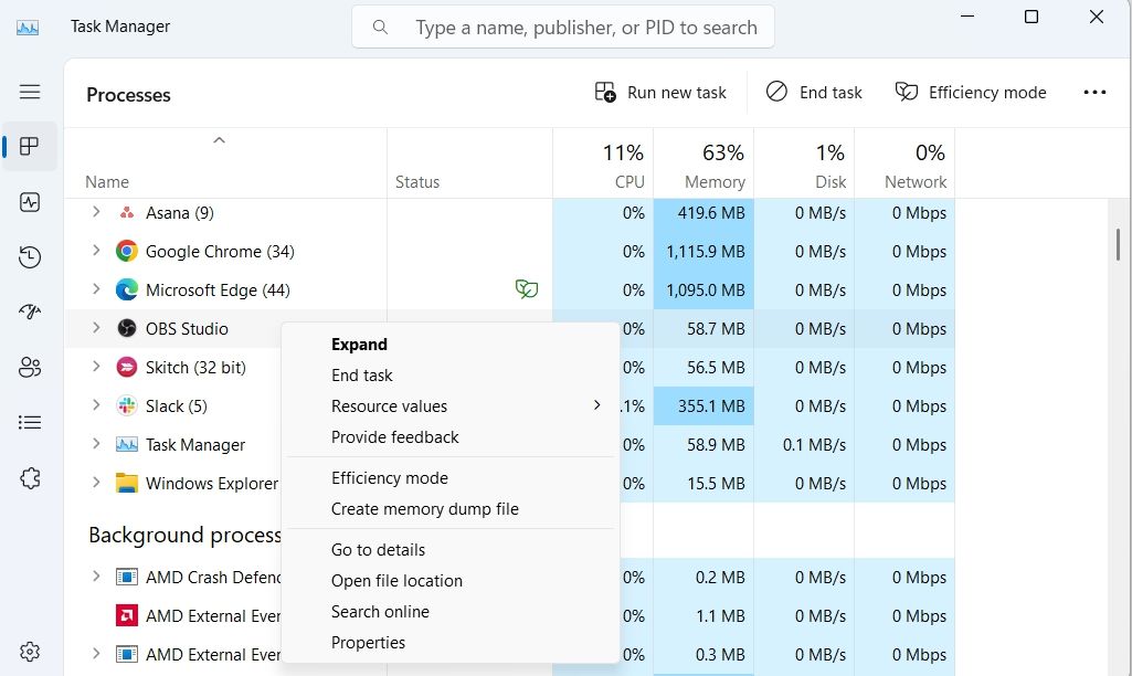 Closing the OBS Studio Process in Task Manager