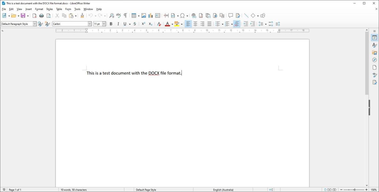 A Screenshot of LibreOffice Writer in Use