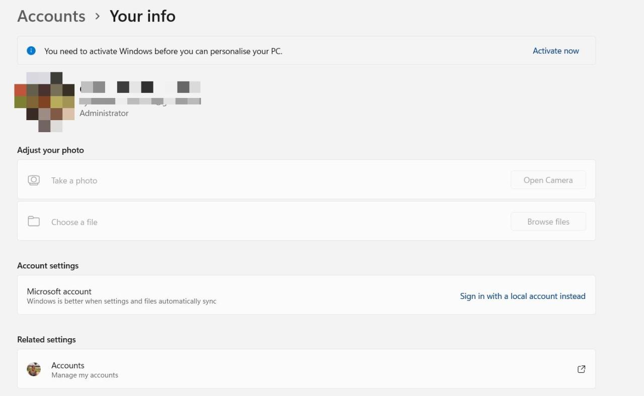 Screenshot Showing Windows 11 Accounts Settings